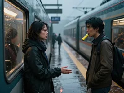 Прощание на затопленной дождем станции