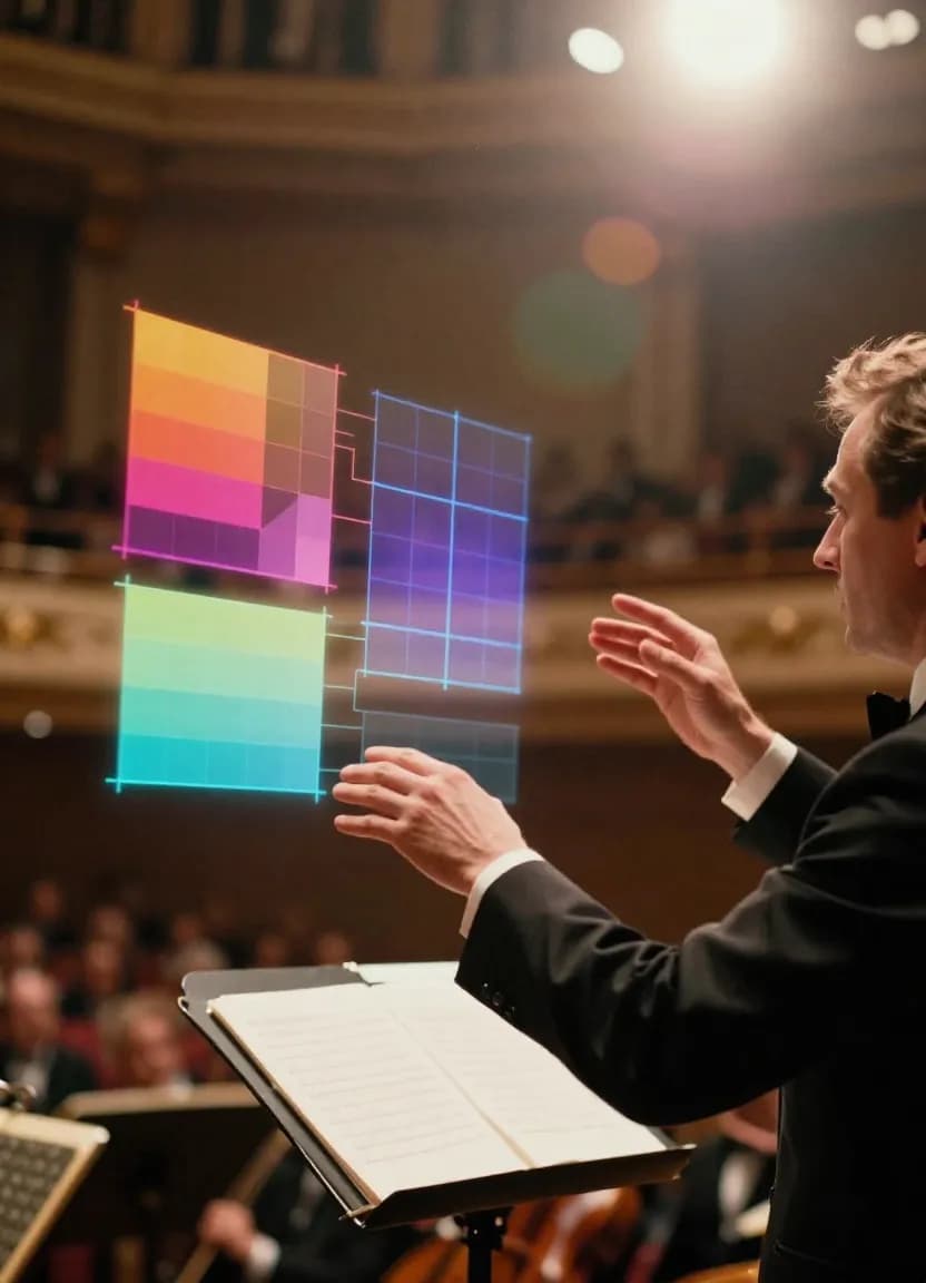 Structured prompt suggestion panel showing subject, lighting, composition, and style recommendations