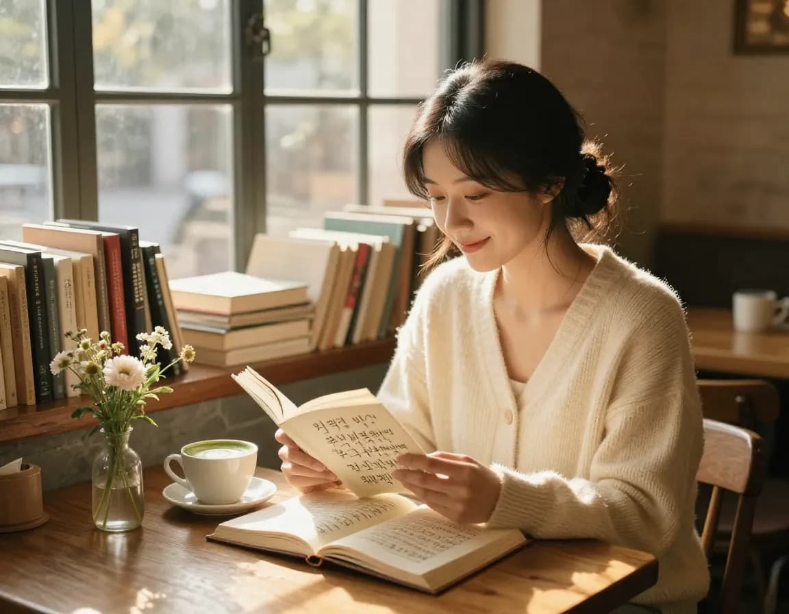 Elegant East Asian woman in a fusion outfit surrounded by paintings from different cultures in an international gallery