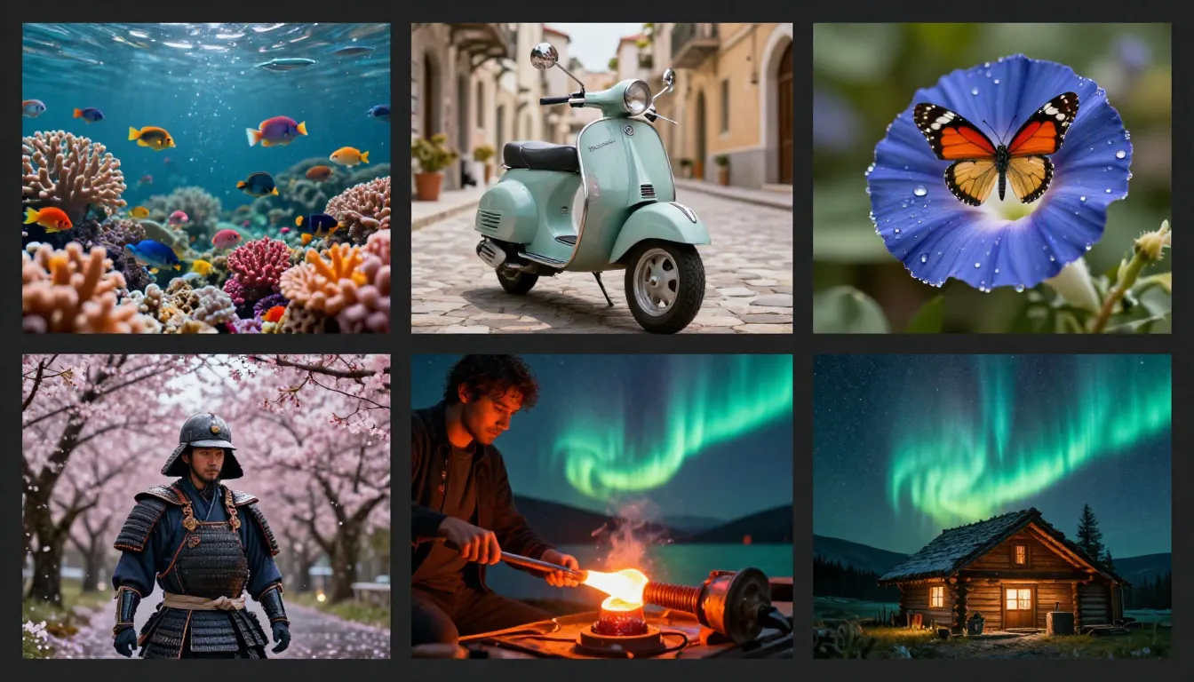 Nano Banana 2 多样化 AI 生成图片画廊，展示人像、风景、抽象艺术、产品摄影和角色设计等多种视觉风格